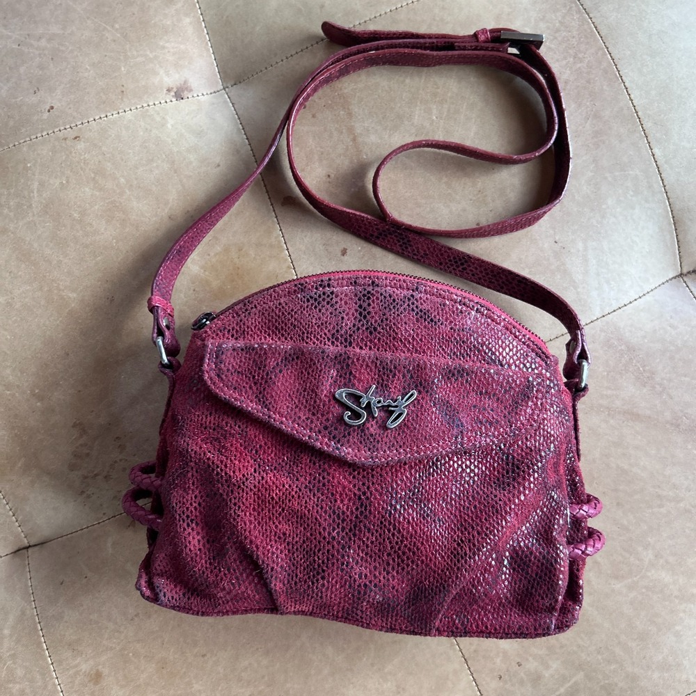 Sharif Y2K Red Snakeskin Crossbody Bag Genuine Leather Shoulder Purse